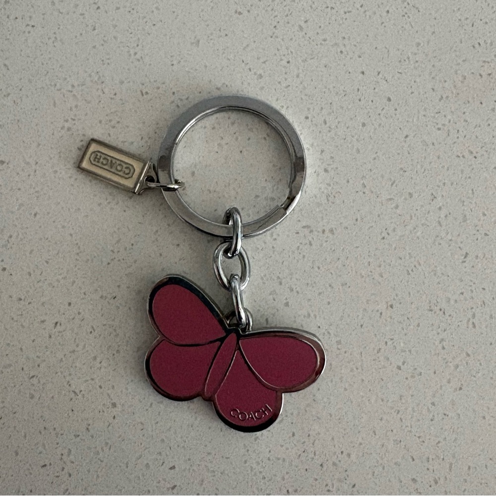 Coach Y2K butterfly enamel pink keychain bag charm FOB